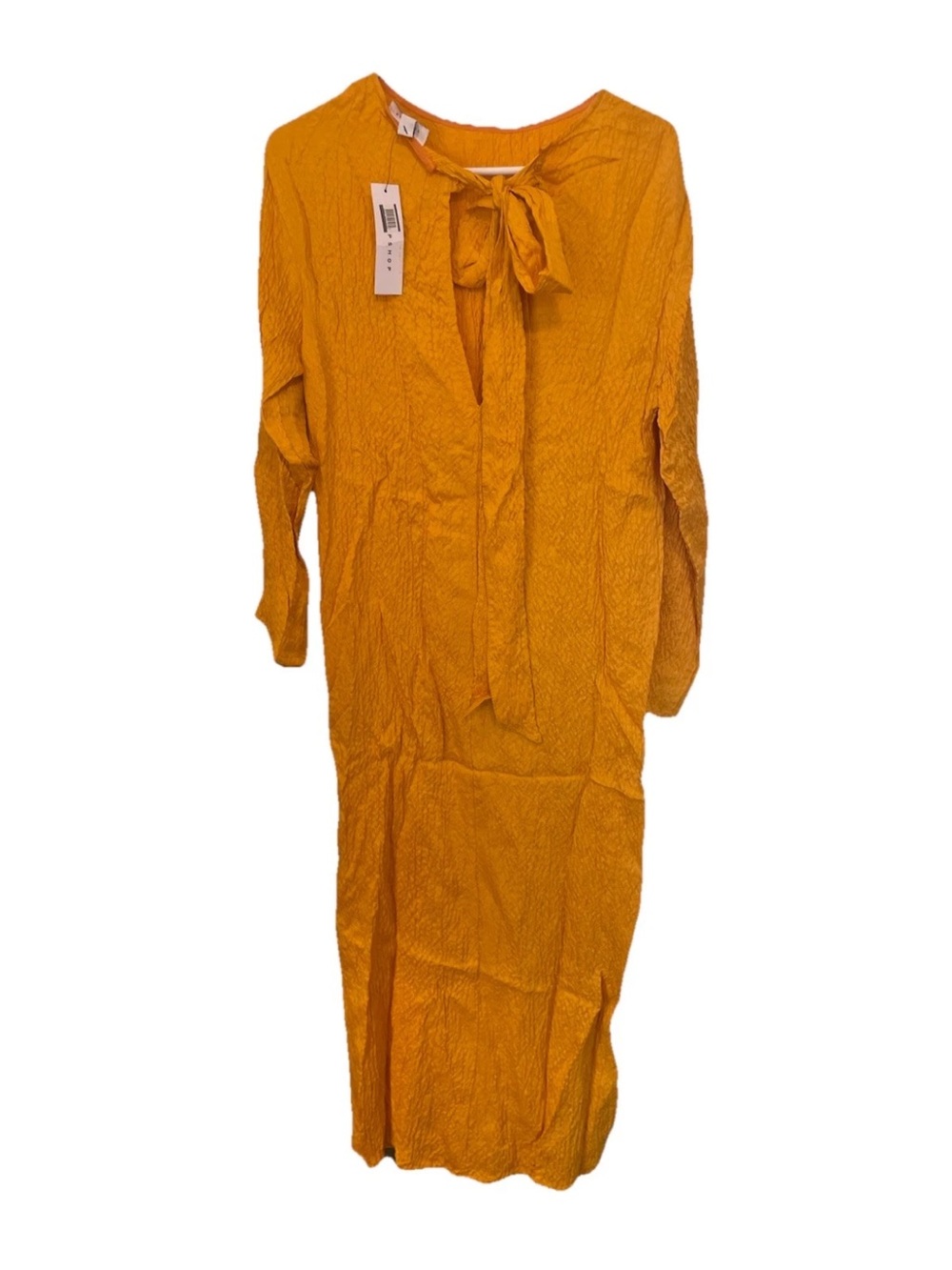 Topshop Women’s Mustard Yellow Textured Crinkle Maxi Dress Boho